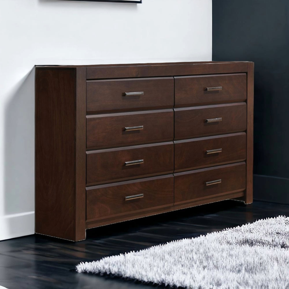 Homeroots 59" Brown Solid And Manufactured Wood Eight Drawer Double Dresser  Solid And Manufactured Wood 490470