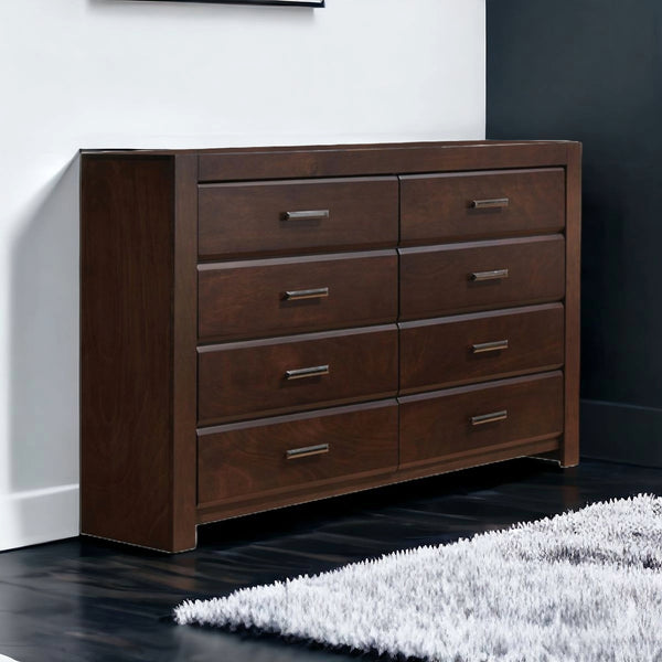 Homeroots 59" Brown Solid And Manufactured Wood Eight Drawer Double Dresser  Solid And Manufactured Wood 490470
