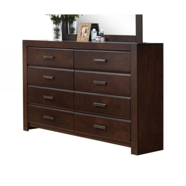 Homeroots 59" Brown Solid And Manufactured Wood Eight Drawer Double Dresser  Solid And Manufactured Wood 490470