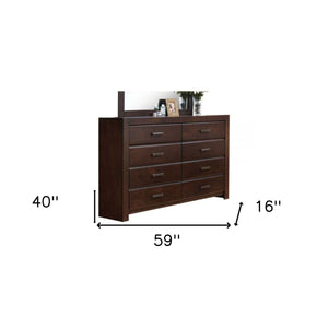 Homeroots 59" Brown Solid And Manufactured Wood Eight Drawer Double Dresser  Solid And Manufactured Wood 490470