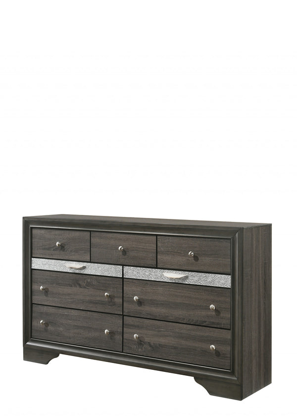 Homeroots 63" Gray Solid And Manufactured Wood Nine Drawer Triple Dresser  Solid And Manufactured Wood 490471