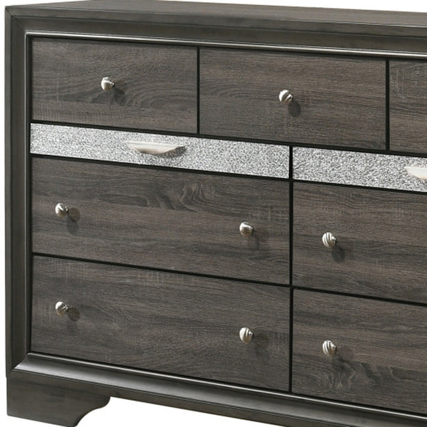 Homeroots 63" Gray Solid And Manufactured Wood Nine Drawer Triple Dresser  Solid And Manufactured Wood 490471