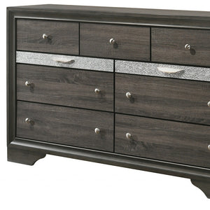 Homeroots 63" Gray Solid And Manufactured Wood Nine Drawer Triple Dresser  Solid And Manufactured Wood 490471