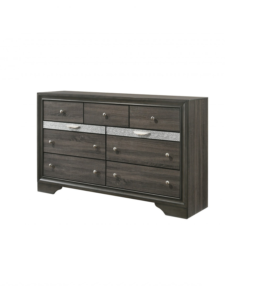 Homeroots 63" Gray Solid And Manufactured Wood Nine Drawer Triple Dresser  Solid And Manufactured Wood 490471
