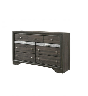 Homeroots 63" Gray Solid And Manufactured Wood Nine Drawer Triple Dresser  Solid And Manufactured Wood 490471