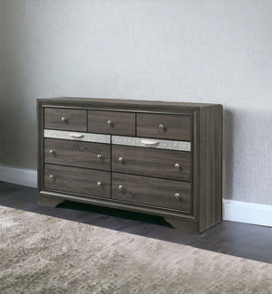 Homeroots 63" Gray Solid And Manufactured Wood Nine Drawer Triple Dresser  Solid And Manufactured Wood 490471