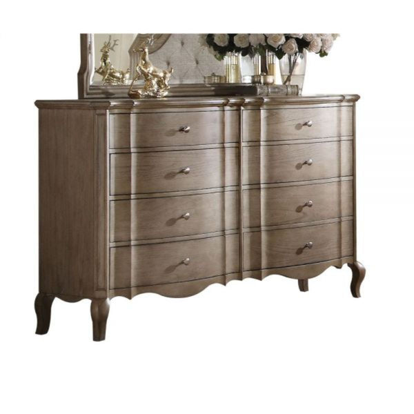 Homeroots 64" Taupe Solid And Manufactured Wood Eight Drawer Double Dresser  Solid And Manufactured Wood 490473