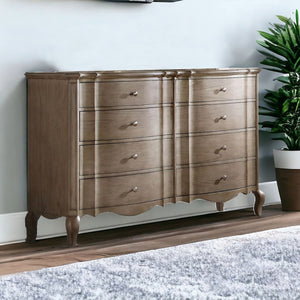 Homeroots 64" Taupe Solid And Manufactured Wood Eight Drawer Double Dresser  Solid And Manufactured Wood 490473