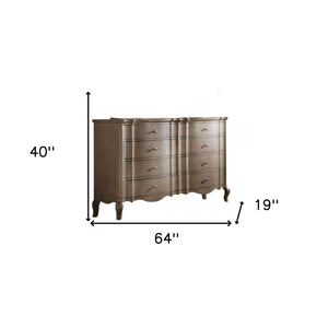 Homeroots 64" Taupe Solid And Manufactured Wood Eight Drawer Double Dresser  Solid And Manufactured Wood 490473