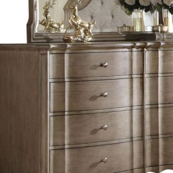 Homeroots 64" Taupe Solid And Manufactured Wood Eight Drawer Double Dresser  Solid And Manufactured Wood 490473
