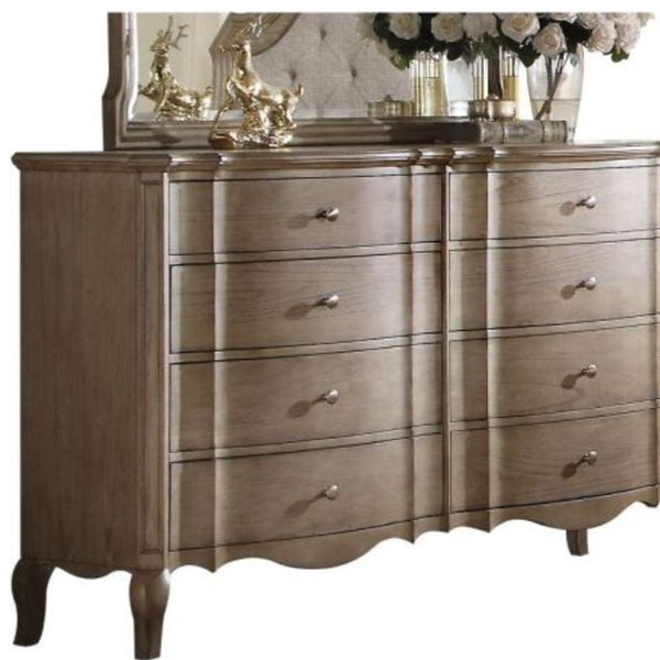 Homeroots 64" Taupe Solid And Manufactured Wood Eight Drawer Double Dresser  Solid And Manufactured Wood 490473