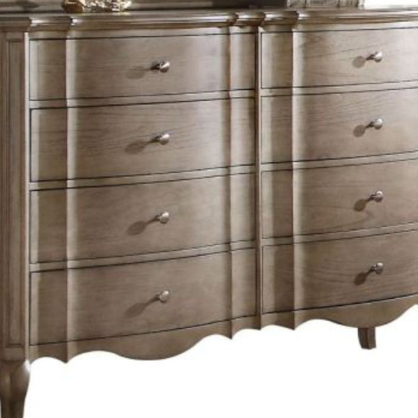Homeroots 64" Taupe Solid And Manufactured Wood Eight Drawer Double Dresser  Solid And Manufactured Wood 490473