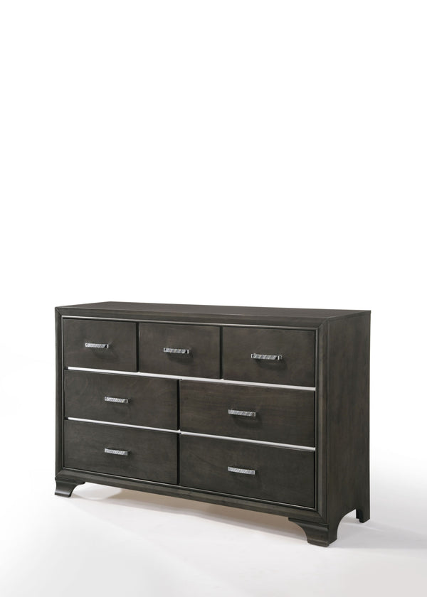 Homeroots 58" Gray Solid And Manufactured Wood Seven Drawer Triple Dresser  Solid And Manufactured Wood 490475