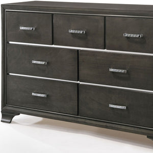 Homeroots 58" Gray Solid And Manufactured Wood Seven Drawer Triple Dresser  Solid And Manufactured Wood 490475