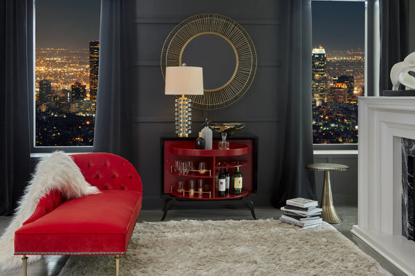 Wildwood Sinatra Revolving Drinks Cabinet With Red Interior And Polished Brass Accents For Glamorous Storage Black 490477