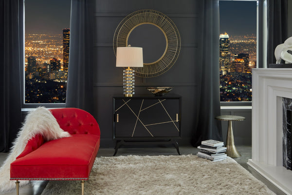 Wildwood Sinatra Revolving Drinks Cabinet With Red Interior And Polished Brass Accents For Glamorous Storage Black 490477