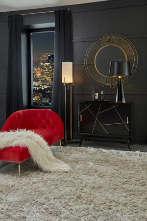 Wildwood Sinatra Revolving Drinks Cabinet With Red Interior And Polished Brass Accents For Glamorous Storage Black 490477