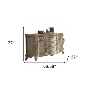 Homeroots 69" Pearl Solid And Manufactured Wood Five Drawer Triple Dresser  Solid And Manufactured Wood 490477