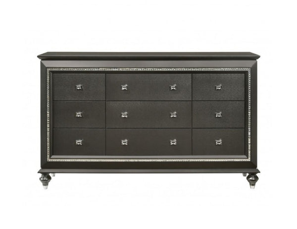 Homeroots 66" Gray Solid And Manufactured Wood Nine Drawer Triple Dresser  Solid And Manufactured Wood 490478