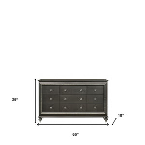 Homeroots 66" Gray Solid And Manufactured Wood Nine Drawer Triple Dresser  Solid And Manufactured Wood 490478