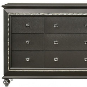 Homeroots 66" Gray Solid And Manufactured Wood Nine Drawer Triple Dresser  Solid And Manufactured Wood 490478
