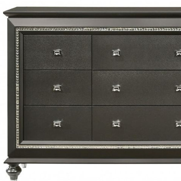 Homeroots 66" Gray Solid And Manufactured Wood Nine Drawer Triple Dresser  Solid And Manufactured Wood 490478