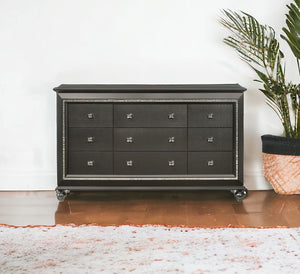 Homeroots 66" Gray Solid And Manufactured Wood Nine Drawer Triple Dresser  Solid And Manufactured Wood 490478