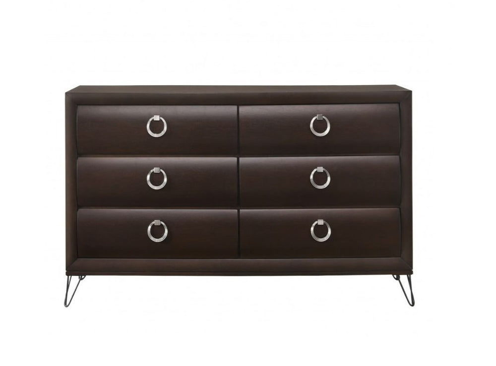 Homeroots 63" Merlot Solid And Manufactured Wood Six Drawer Double Dresser  Solid And Manufactured Wood 490480