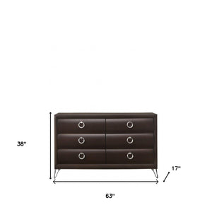 Homeroots 63" Merlot Solid And Manufactured Wood Six Drawer Double Dresser  Solid And Manufactured Wood 490480