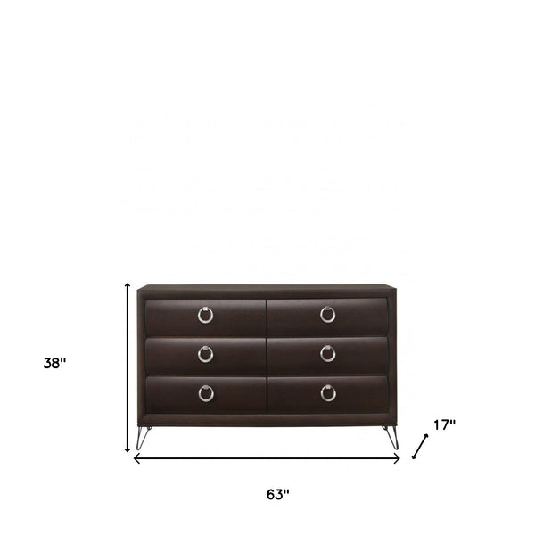Homeroots 63" Merlot Solid And Manufactured Wood Six Drawer Double Dresser  Solid And Manufactured Wood 490480