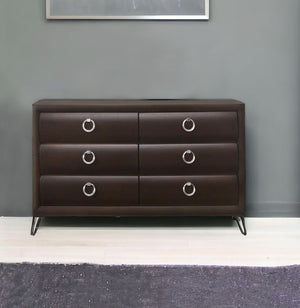 Homeroots 63" Merlot Solid And Manufactured Wood Six Drawer Double Dresser  Solid And Manufactured Wood 490480