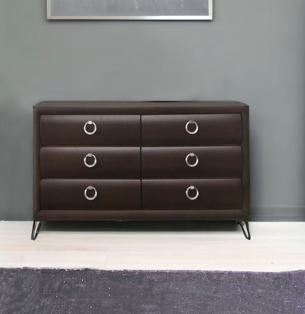 Homeroots 63" Merlot Solid And Manufactured Wood Six Drawer Double Dresser  Solid And Manufactured Wood 490480