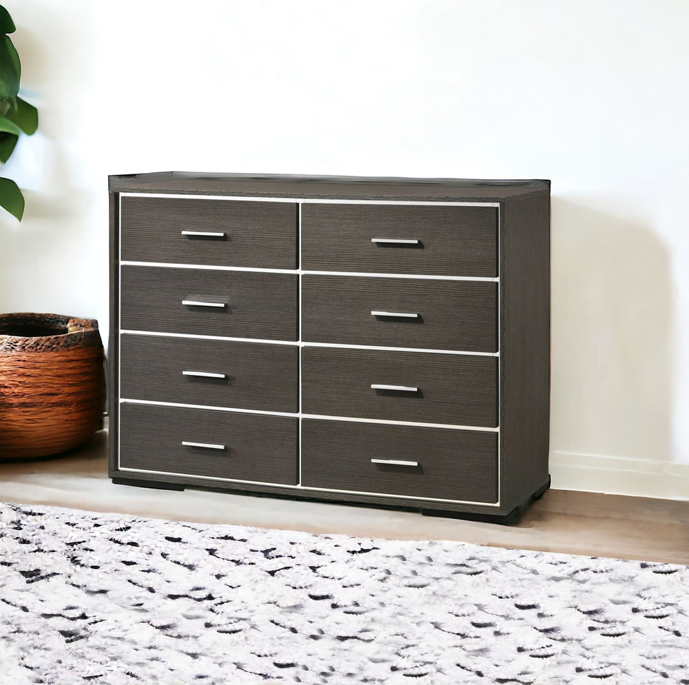 Homeroots 57" Gray Solid And Manufactured Wood Eight Drawer Double Dresser  Solid And Manufactured Wood 490481