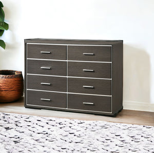 Homeroots 57" Gray Solid And Manufactured Wood Eight Drawer Double Dresser  Solid And Manufactured Wood 490481