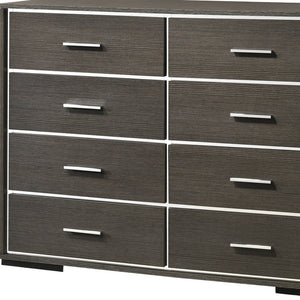 Homeroots 57" Gray Solid And Manufactured Wood Eight Drawer Double Dresser  Solid And Manufactured Wood 490481