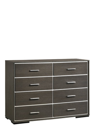 Homeroots 57" Gray Solid And Manufactured Wood Eight Drawer Double Dresser  Solid And Manufactured Wood 490481