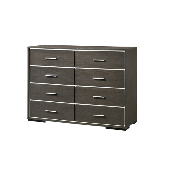 Homeroots 57" Gray Solid And Manufactured Wood Eight Drawer Double Dresser  Solid And Manufactured Wood 490481