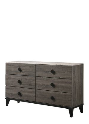 Homeroots 61" Gray Solid And Manufactured Wood Six Drawer Double Dresser  Solid And Manufactured Wood 490482
