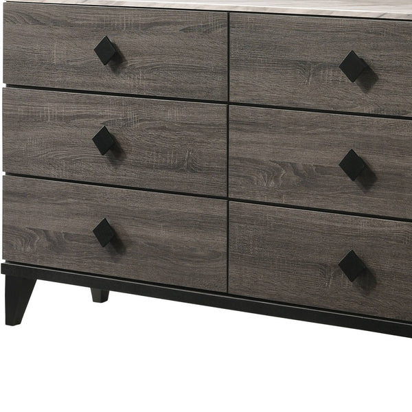 Homeroots 61" Gray Solid And Manufactured Wood Six Drawer Double Dresser  Solid And Manufactured Wood 490482