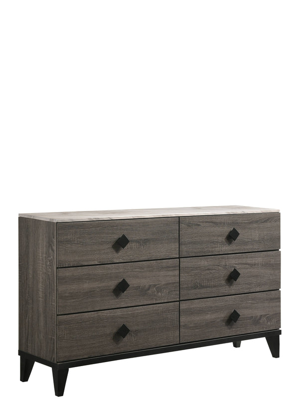 Homeroots 61" Gray Solid And Manufactured Wood Six Drawer Double Dresser  Solid And Manufactured Wood 490482