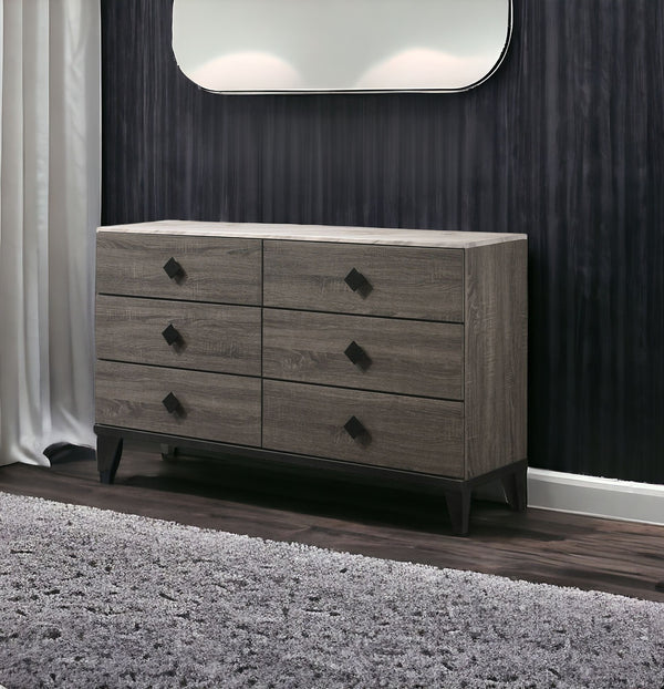 Homeroots 61" Gray Solid And Manufactured Wood Six Drawer Double Dresser  Solid And Manufactured Wood 490482