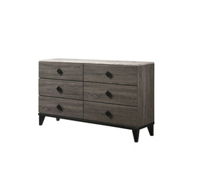 Homeroots 61" Gray Solid And Manufactured Wood Six Drawer Double Dresser  Solid And Manufactured Wood 490482