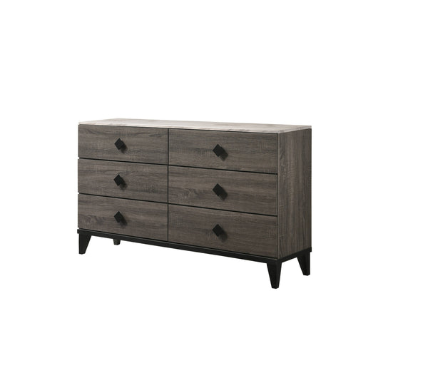 Homeroots 61" Gray Solid And Manufactured Wood Six Drawer Double Dresser  Solid And Manufactured Wood 490482