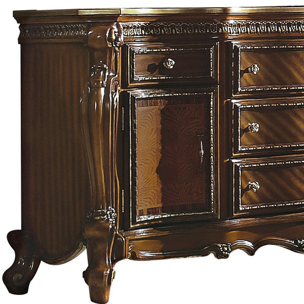 Homeroots 69" Brown Solid And Manufactured Wood Five Drawer Triple Dresser  Solid And Manufactured Wood 490483