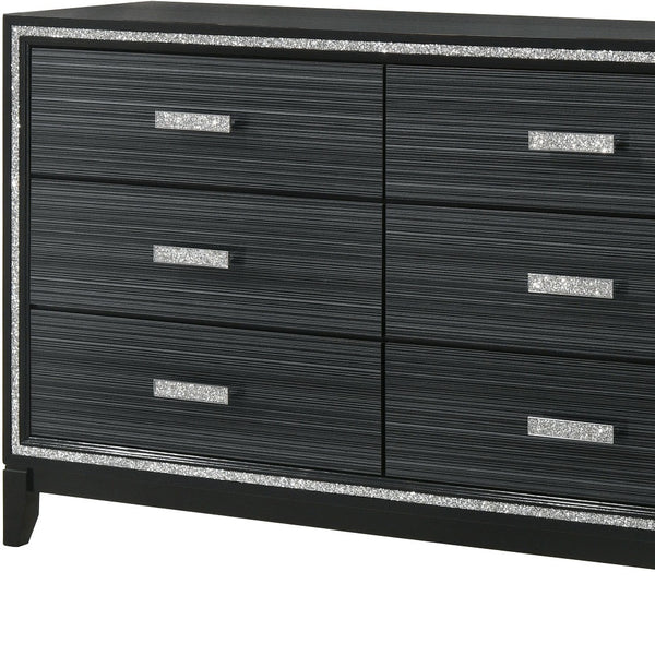 Homeroots 63" Black Solid And Manufactured Wood Six Drawer Double Dresser  Solid And Manufactured Wood 490484