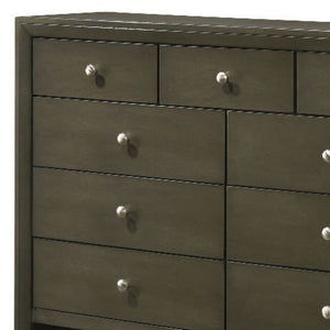 Homeroots 55" Gray Solid And Manufactured Wood Nine Drawer Triple Dresser  Solid And Manufactured Wood 490486
