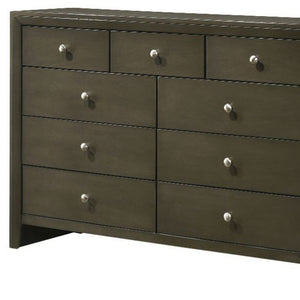 Homeroots 55" Gray Solid And Manufactured Wood Nine Drawer Triple Dresser  Solid And Manufactured Wood 490486