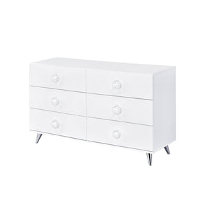 Homeroots 47" White Finish Manufactured Wood Six Drawer Double Dresser  Manufactured Wood 490490