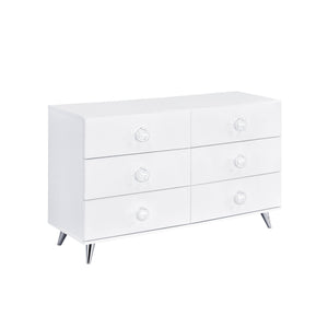 Homeroots 47" White Finish Manufactured Wood Six Drawer Double Dresser  Manufactured Wood 490490