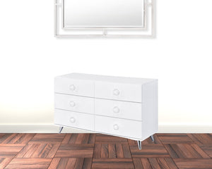 Homeroots 47" White Finish Manufactured Wood Six Drawer Double Dresser  Manufactured Wood 490490